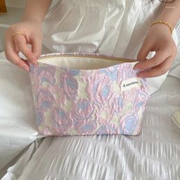 Cosmetic Bags Ins Fashion Jacquard Makeup Bag Large Capacity Portable Skincare Storage Travel Toiletries Organizer Clutch Pouch