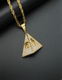 Hip Hop Necklace Pyramid Eye Of Horus Ankh Pendant Necklaces For Women And Men Gold Colour Iced Out Bling Ancient Egypt Jewelry5962180