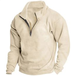 Men Clothing Vintage Thick Warm Mens Hoodie Stand Collar Sweatshirt Outdoor Casual Jacket 240123