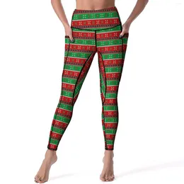 Active Pants Retro Christmas Yoga Women Snowflake Print Leggings High Waist Casual Legging Stretchy Fitness Running Sports Tights