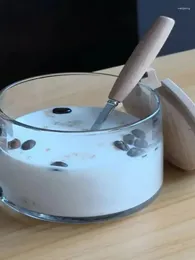 Mugs Large Capacity Japanese Style Mug Breakfast Cup With Lid Spoon Milk Juice Glass Oatmeal Household Coffee