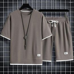 Men's Tracksuits Trendy Drawstring Elastic Waist Pullover Comfortable T-shirt Shorts Set Men Summer Daily Wear