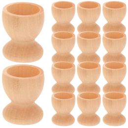 Dinnerware Sets Unfinished Wooden Egg Cups Holder: Diy Blank Stand Holders 24pcs Boiled Container Unpainted Tabletop