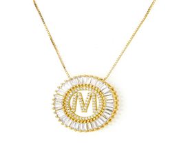 Hip Hop Rapper Jewelry Bling Bling Circular Pendant AZ Letter V Golden CZ Necklace Unisex Fashion Jewelry Gifts ps12022974576