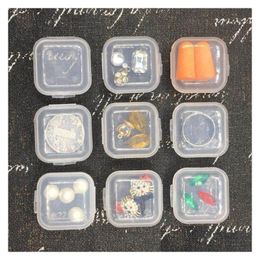 Packing Boxes Wholesale Square Mini Empty Plastic Transparent Cosmetic Nailart Pill Cases With Lids Clear Jewellery Earplugs Storage B Dhhyi