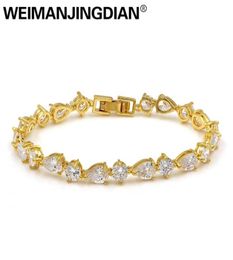 WEIMANJINGDIAN Sparking Teardrop and Round Cubic Zirconia CZ Crystal Bracelets for Lady Wedding Bride or Birthday Jewellery Gifts4218026983