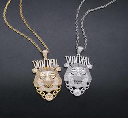 hip hop DUN DEAL dog head pendant necklaces for men women luxury Robot dog pendants 18k gold plated copper zircons letters capital5633915