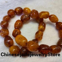 Link Bracelets Natural Raw Amber Bracelet Men Women Healing Gemstone Fine Jewelry Genuine Baltic Ambers Tumbled Stone Bangles