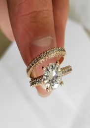 4Colors Princess Luxury Propose Trendy Sparkling Round Cut Zircon Ring Set Women Brilliant Shiny Stone Wedding Rings Teen Girls3607449