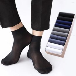 Men's Socks Thin Fashion Deodorant Business Breathable 10Pairs/Box Stocking Mercerized Middle Tube