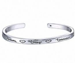 New Cuff Bracelet With Inspirational Letter Unique Personalized Engraved Bracelet Gifts For Friends Forever Silver Charms 2016 Cha6846776
