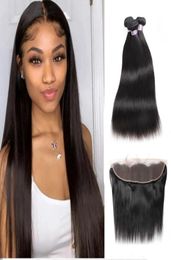 Allove Brazilian Hair Body Deep Peruvian Water Wave 3pcs with Lace Frontal Closure Wet and Wavy Loose Curly Human Hair Bundles wit8483378