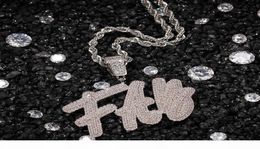 HIP HOP Custom Doublelayer Overlapping Grass Font Pendant Combination Words Name With CZ Tennis Necklaces Zirconia Jewellery CX20071261729