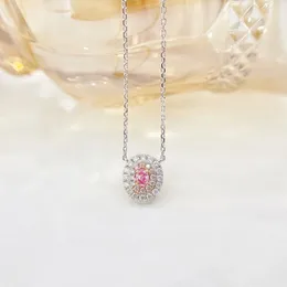 Chains YM2024 Fine Jewelry Solid 18K Gold Nature 0.092ct Pink Diamonds Pendants Necklaces For Women Birthday's Presents