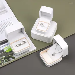 Jewelry Pouches White Pu Ring Packaging Box Earring Necklace Pendant Storage Display Organizer Light Luxury Accessories Wedding Gift