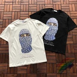 Men's T-Shirts IH NOM UH NIT Blue Flowers Mask T-shirt 1 1 High Quality Pearl Accessory Man Graphic Print T Shirt Loose Tops for Men T240218