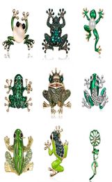 Animal 9 Styles Green Enamel Brooch Vintage Crystal Brooches Badge Pop Culture Lapel pin Frog Jewellery gift for Friends6525243