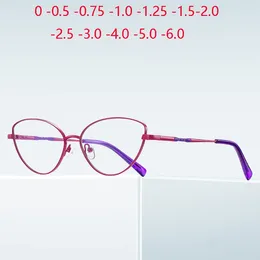 Sunglasses Red Frame Anti Blue Rays Cat Eye Nearsighted Glasses For Women Fashion Spring Hinge Prescription Spectacles 0 -0.5 -0.75 To -6.0