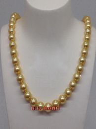 Fine Pearls Jewellery ROUND long 26quot1011MM NATURAL real south sea golden pearl necklace 14K4885219