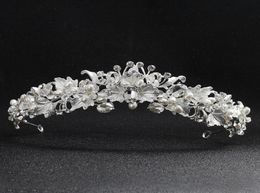 Newest Beautiful Flower Rhinestone Alloy Tiaras and Crowns Wedding Hair Accessories Bridal Headpiece for Women JCI0754081299