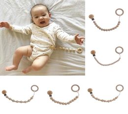 2018 New Cute Baby Natural Wooden Beaded Pacifier Holder Clip Nursing Teether Dummy Chain Gift Baby Care8407788