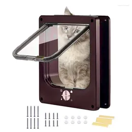 Porta transportadora de gatos com aba para animais de estimação, fácil configuração, 4 maneiras de travamento, à prova de intempéries, conveniente, seguro, suprimentos para armários de janela