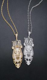 hip hop DUN DEAL dog head pendant necklaces for men women luxury Robot dog pendants 18k gold plated copper zircons letters capital7520748