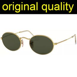 Luxuriöse ovale Sonnenbrille für Herren und Damen, Herren-Sonnenbrille für Herren und Damen, echte Glaslinsen mit UV400-Schutz und Lederetui