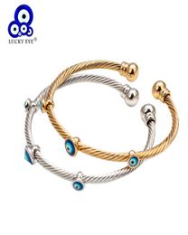 Lucky Dropping Oil Turkish Evil Eye Bangle Bracelet Gold Silver Color Bangles Gifts for Women Men Fashion Jewelry EY67617551114