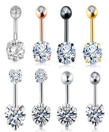 20PCS Belly Button Rings 14G Stainless Steel Crystal Women Girls Navel Ring Tragus Barbell Body Piercing Jewelry 14G4828753