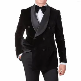 Men's Suits Velvet Suit Double Breasted 2-Piece Business Wedding Party Jacket & Trousers