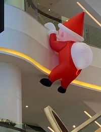 wholesale Giant 3/4/6mH Lighting Inflatable Climbing Santa Claus For Decoration / 20 Feet Inflated Flying Chrismas Old Man