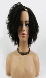 Short Style Afro Kinky Curly Mongolian Human Hair U Part Wigs 200 Density Machine Made 826inch For Black Women1384473