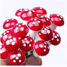 Garden Decorations Wholesale 50 Pc Mini Red Mushroom Dotted Small Potted Diy House Landscape Bonsai Foam Plant Decoration Ornament Dr Dhgkv