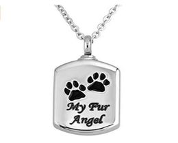 Pet Paw Print Square my fur angel Stainless Steel Urn Pendant Memorial Ash Keepsake Cremation Jewelry66820658196367