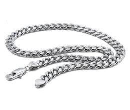 100925 Sterling Silver Punk Necklace Men 10MM Curb Cuban Link Chain Chokers Gift Fashion Vintage For Man Solid Jewellery Chains4907653