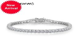 PANSYSEN 3MM Round Cut Charm Bracelets 925 Sterling Silver Created Moissanite Diamond Tennis Bracelet Fine Jewelry Drop 9168665