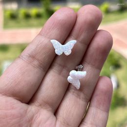 Stud Earrings (10 Pairs)2024 Fashion White Op17 Opal Butterfly 8.6 14.2mm With S925 Silver Earring For Girl High Quality Jewellery