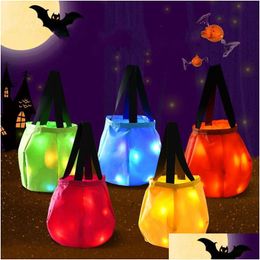 Other Festive Party Supplies Led Light Halloween Candy Bags Trick Or Treat Reusable Goody Basket For Kids Drop Delivery Home Garden Dhljy