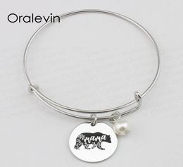 MAMA BEAR Inspirational Hand Stamped Engraved Custom Charm Pendant Bohemian Wire Bracelet Bangle MAMA039s Gift Diy Jewelry10Pc7496549