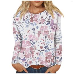 Women's T Shirts Autumn T-shirt Fashion Floral Tops Ladies Clothing Everyday Female Blouse Print Loose Long Sleeve Pullovers