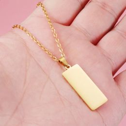 1229 mm 10 pieces of simple geometric mirror polished stainless steel rectangular pendant necklace womens fashion Jewellery 240202