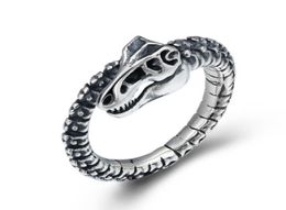925 Sterling Silver Jewellery Punk Creative Dinosaur Skeleton Adjustable Ring Men Women Initial Statement LOVE Ring2677992