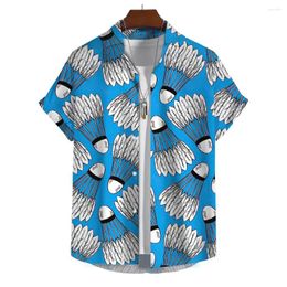 Men's Casual Shirts Funny Shirt For Men 3d Badminton Print Short Sleeve Male Blouses Oversized Clothing High Quality Summer Tees