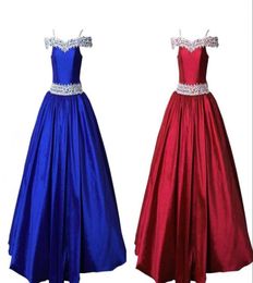 Popular Burgundy Royal Blue Girls Pageant Formal Prom Dresses 2022 Cold Shoulder Crystal Beaded Short party Long Flower Girls Dres6270137