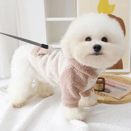 Dog Apparel Little Winter Hooded Sweater For Walking Can Be Towed Kept Warm Two Legged Lamb Velvet Hat Pet Clothes Puppy