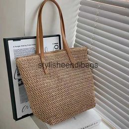 Shoulder Bags Summer Large Capacity Tote Bag Women Shoulder Bag Handmade Woven Bag INS Fresh Rural Handheld Grass Woven Women BagH24219