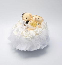 FEIS romantic two bears heartshaped white rose music ring box ring pillow wedding accessory3355227