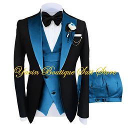 Business Men's Suit Wedding Tuxedo 3 Pieces Jacket Vest Pants Set Dinner Party Dress Prom Groom Blazer