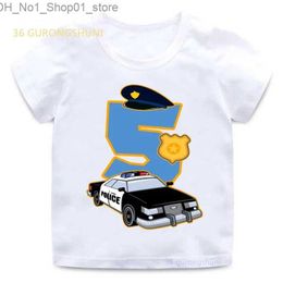 T-shirts children clothing Cartoon t Shirt For Girls Tshirt Girl t-shirts 2 3 4 5 6th birthday police Kids Clothes Boys Graphic t Shirts Q240218